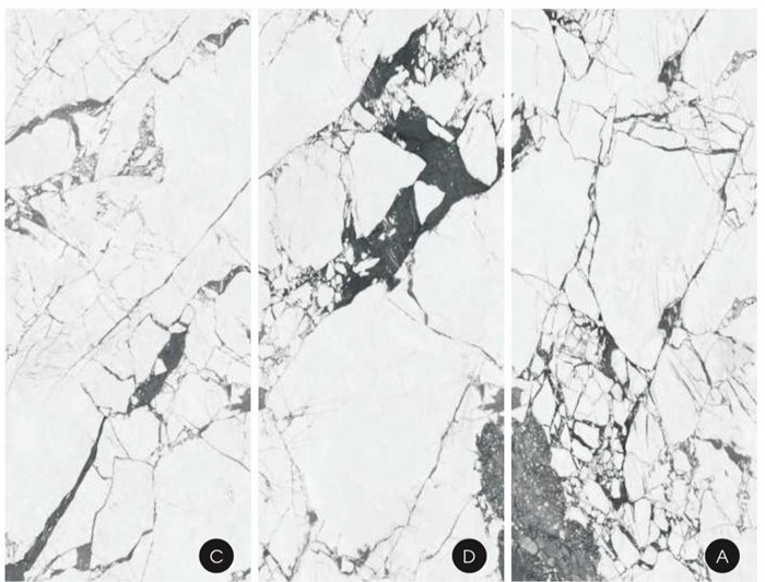 לוח HD בצבע לבן עם שברי גידים בשחור